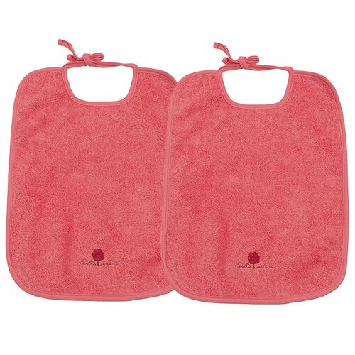 Lot de 2 Bavoirs Eponge  Coton bio Corail