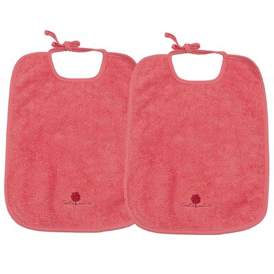 Lot de 2 Bavoirs Eponge  Coton bio Corail