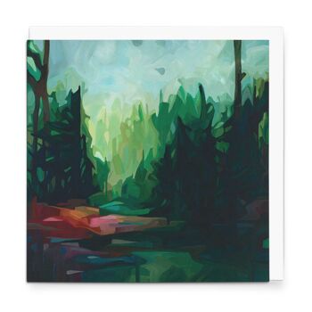 Carte de vœux artistique | Peinture forestière abstraite | Bois profonds 1
