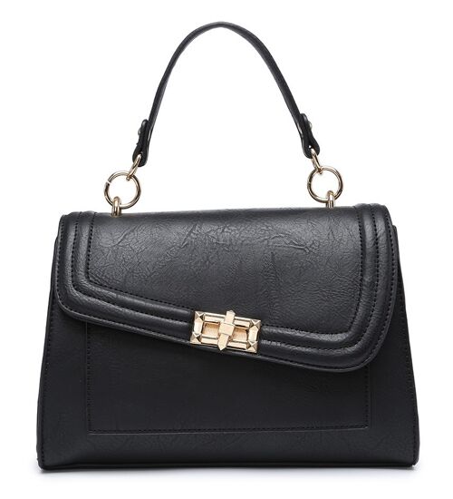 New Crossbody Bag Quality Handle Handbag Main Zipper Shoulder bag vegan PU leather -A36865 black