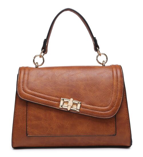 New Womens Crossbody Bag Quality Handle Handbag Main Zipper Shoulder bag vegan PU leather - A36865 brown
