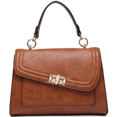 Nuevo Bolso bandolera para mujer Bolso con asa de calidad Bolso de hombro con cremallera principal cuero de PU vegano - A36865 marrón