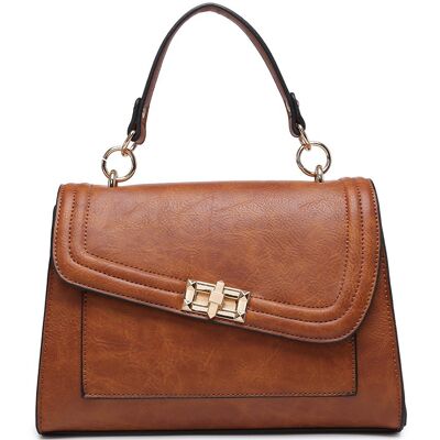 New Womens Crossbody Bag Quality Handle Handbag Main Zipper Shoulder bag vegan PU leather - A36865 brown