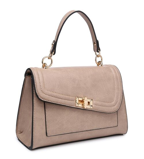 New Womens Crossbody Bag Quality Handle Handbag Main Zipper Shoulder bag vegan PU leather - A36865 apricot