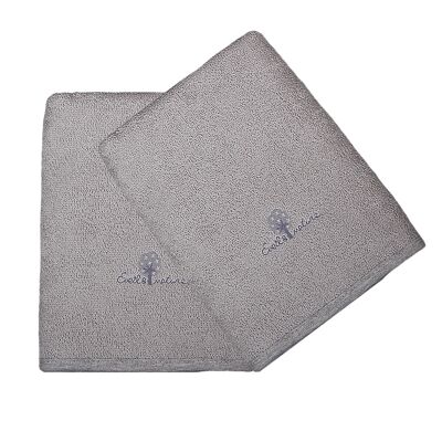 Lot de 2 Serviettes éponge Coton bio  Gris