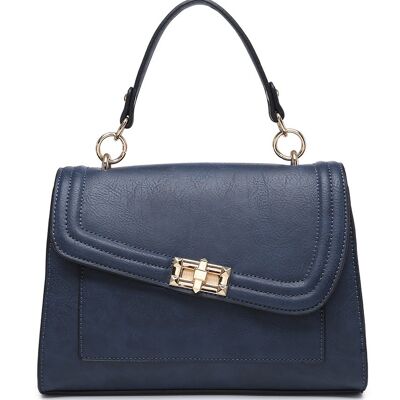 Nouveau sac à bandoulière pour femme poignée de qualité sac à main fermeture éclair principale sac à bandoulière en cuir PU végétalien - A36865 bleu