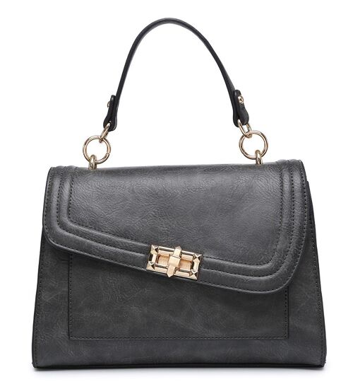 New Womens Crossbody Bag Quality Handle Handbag Main Zipper Shoulder bag vegan PU leather - A36865 grey