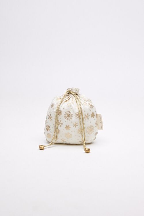 Fabric Gift Bags Double Drawstring -  Gold Frost (Medium)