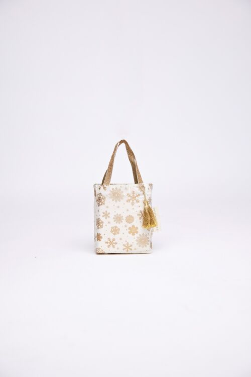 Fabric Gift Bags Tote Style -  Gold Frost (Small)