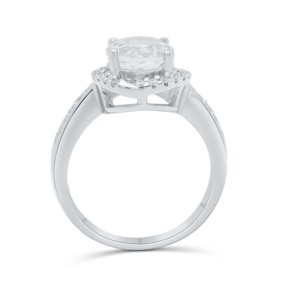 Brilliant Natural White Topaz Engagement Ring in Sterling Silver, April Birthstone Jewelry, Timeless Unique Design, Pure Love