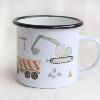 Enamel mug "Construction site" | Enamel Mug Kids Vehicles || HEART and PAPER