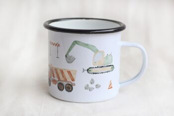 Mug émaillé "Chantier" | Mug émaillé Véhicules Enfants || COEUR et PAPIER 1