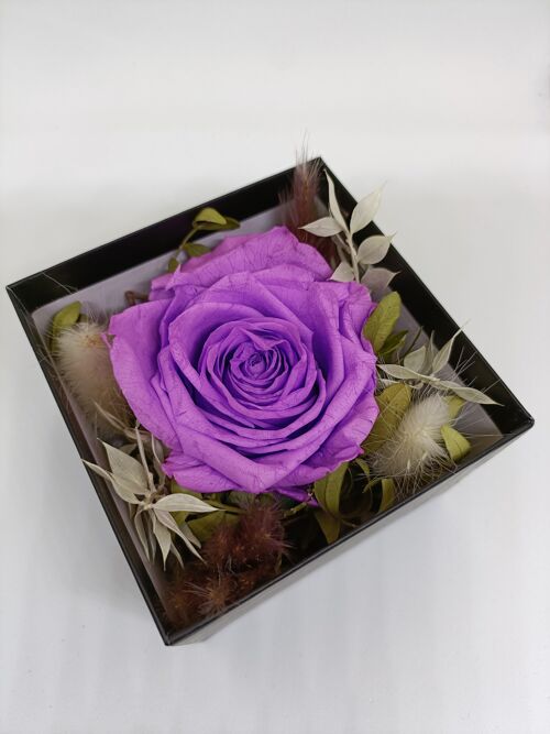 rose éternelle violette boite argenté