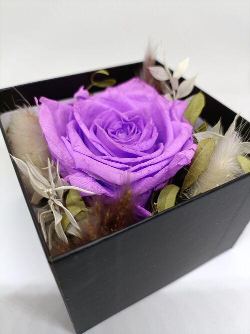 rose éternelle violette boite pailleté rose