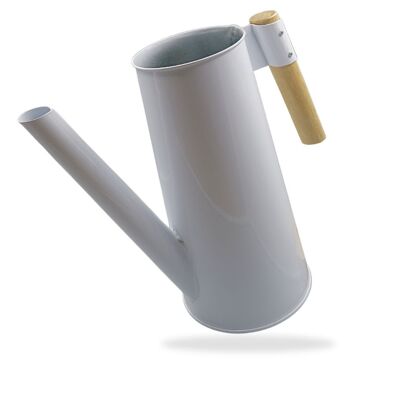 Waldsehnen - watering can 3 liters for indoor plants, classic zinc watering can in white with wooden handle for inside and outside | Design: vintage or retro watering can | Small metal watering can - white