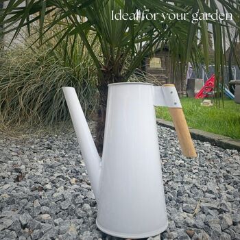 Waldsehnen - arrosoir 3 litres pour plantes d'intérieur, arrosoir classique en zinc blanc avec manche en bois pour l'intérieur et l'extérieur | Design : arrosoir vintage ou rétro | Petit arrosoir métal - blanc 8