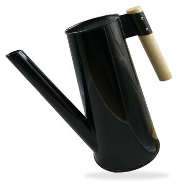 Waldsehnen - watering can 3 liters for indoor plants, classic zinc watering can in black with wooden handle for inside and outside | Design: vintage or retro watering can | Small metal watering can - Black