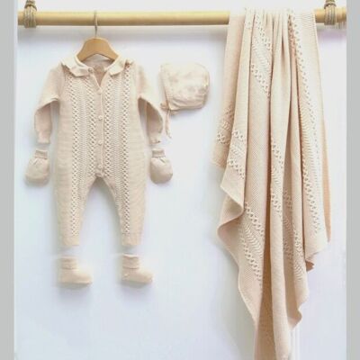100 % Baumwolle Strickwaren Modernes Babykleidungsset-Waben