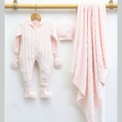 100% Cotton Knitwear Honeycomb Design Baby Knit Newborn Set