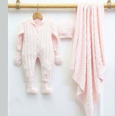 Conjunto recién nacido de punto para bebé 100% algodón con diseño de panal