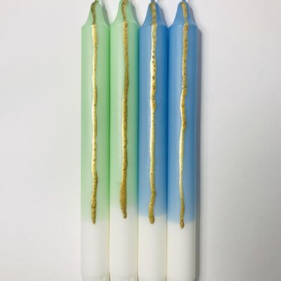 1 large dip dye stick candle stearin gold*blue*green