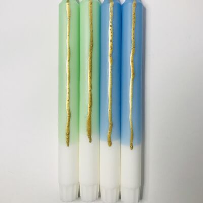 1 large dip dye stick candle stearin gold*blue*green
