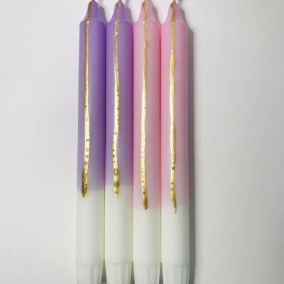 1 large dip dye candle stearin gold*lilac*pink