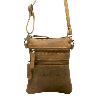 Ray Crossbody Cell Phone Bag Leather Ladies Crossbody with Belt Loop - Camel