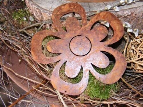 Vintage Hängedeko Blume | Ø 6 cm | Edelrost Gartendeko aus Metall