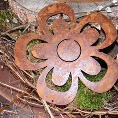 Vintage Hängedeko Blume | Ø 6 cm | Edelrost Gartendeko aus Metall