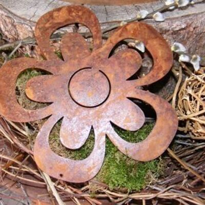 Fiore decorativo da appendere vintage | diametro 6 cm | Decorazione da giardino patinata in metallo