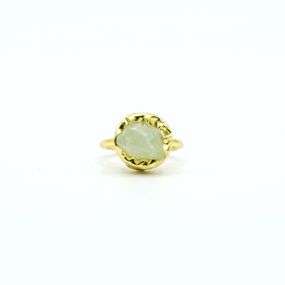 Golden women's rings, natural Amazonite stone, adjustable. Fashion