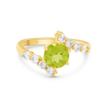 Bague fine en argent sterling avec péridot vert naturel, design unique en or vermeil 14 carats, bijoux de fiançailles 2