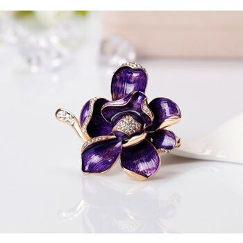 Fleur de cristal émaillé violet 5