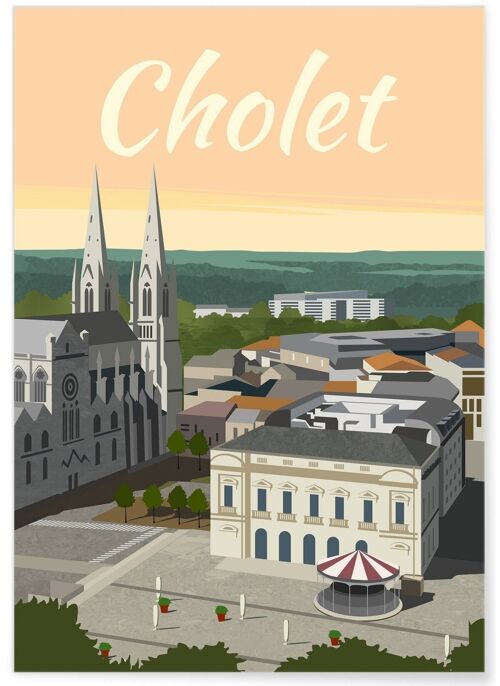 Affiche illustration de la ville de Cholet