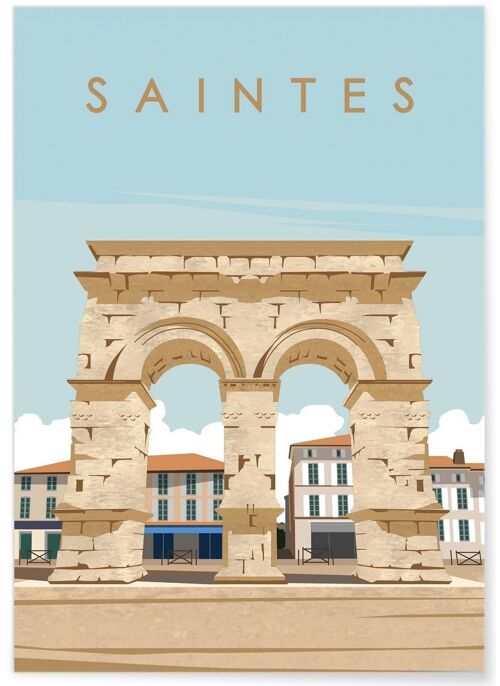 Affiche illustration de la ville de Saintes