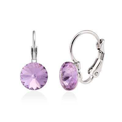 Boucles d'oreilles pendantes en cristal couleur cristal lilas