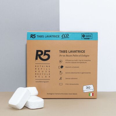 R5 Eco Tabs Lavatrice - 30 tabs = 30 lavaggi - azione antimacchia - MADE IN ITALY