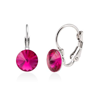 Crystal drop earrings color fuchia crystal