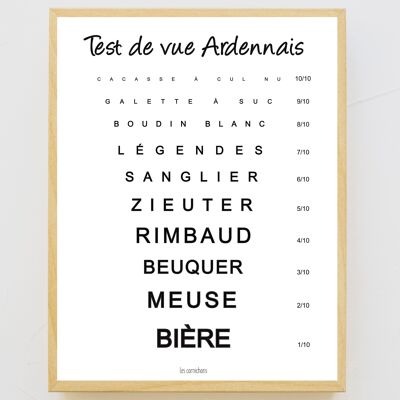 Affiche Test de vue Ardennais 30x40cm encadrée - cadeau - humour - ardennes