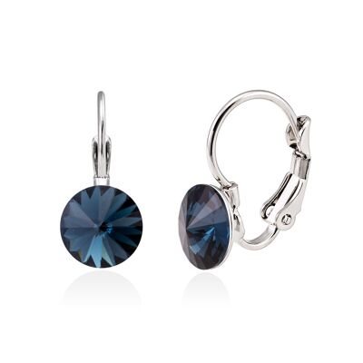 Crystal drop earrings color dark blue