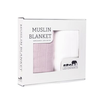 Les Enfants Muslin Blanket Pink/White