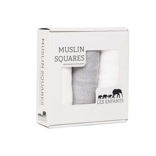 Les Enfants Muslin Squares Grey/White