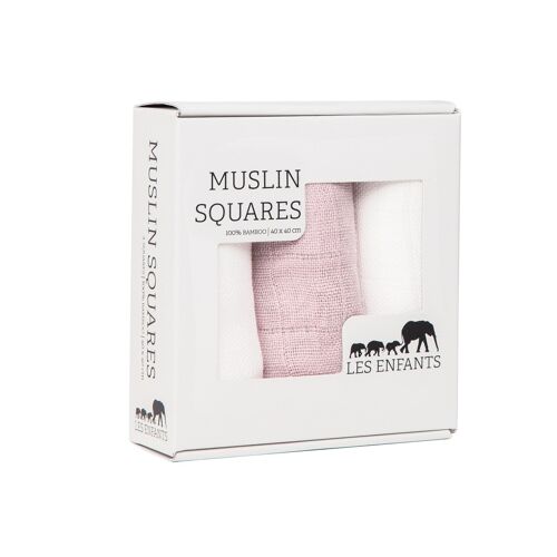 Les Enfants Muslin Squares Pink/White