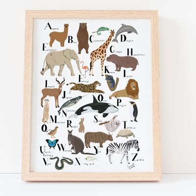 Stampa di alfabeto animale A3