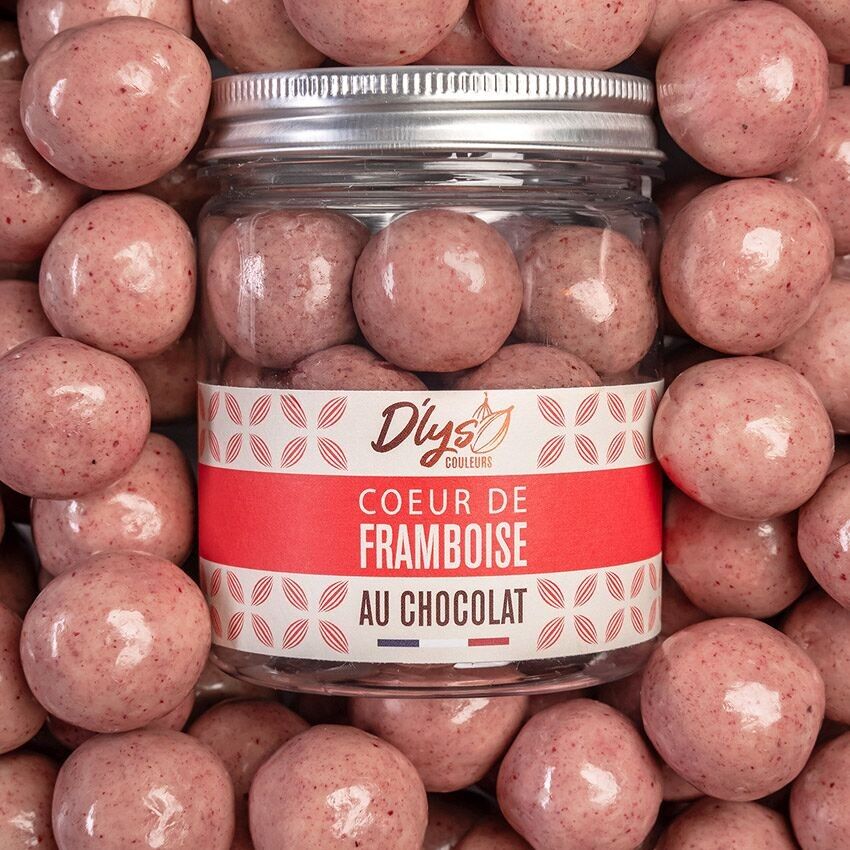 Heart of chocolate raspberries