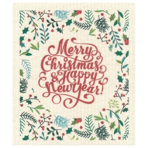 Christmas Dishcloth Merry Christmas & Happy New Year