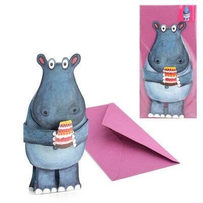 Carte des animaux en 3D hippopotame