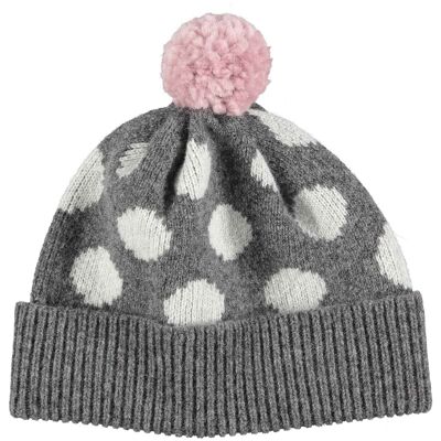 Berretti e cappelli con pompon in lana d'agnello CAPPELLO BOBBLE - grigio macchie