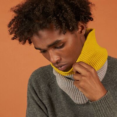 Collezione Lambswool Snood BLOCK - cemento/giallo elettrico